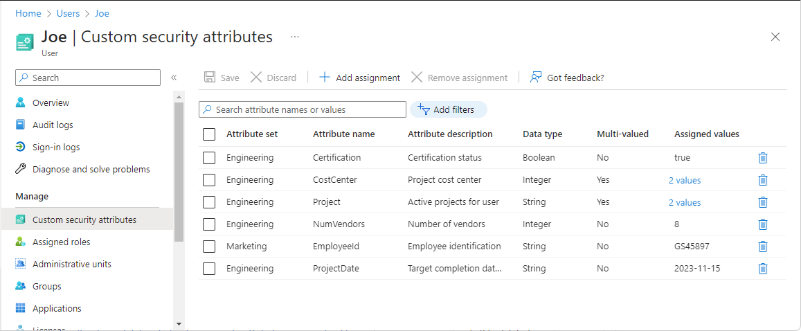 Azure Entra ID Attributes