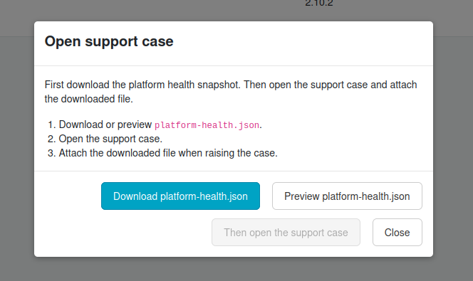 Open Support Case dialog