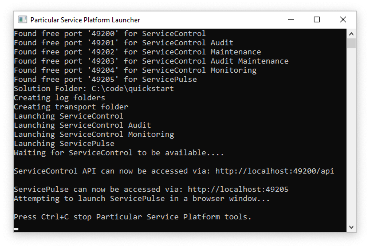 Particular Service Platform Launcher console app